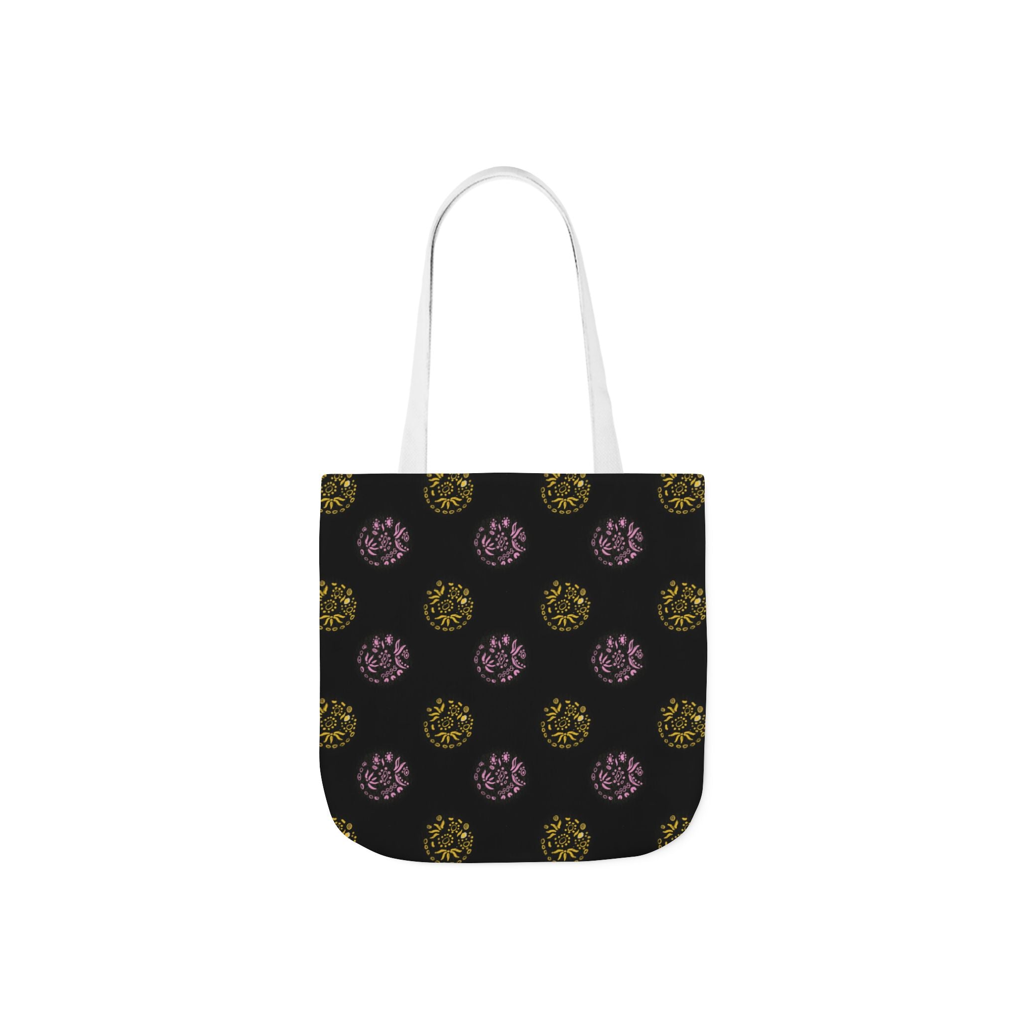 Black Abstract Canvas Tote Bag, 5-Color Straps