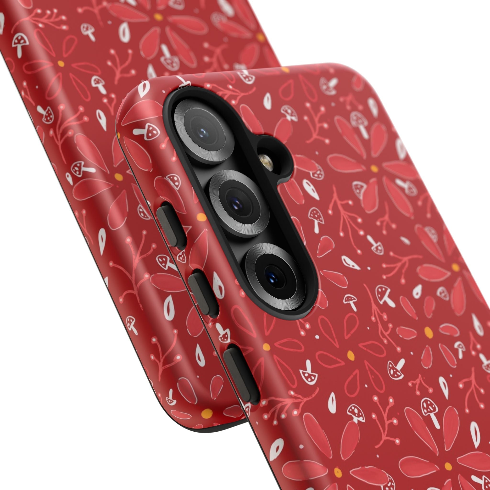 Red Flora Hand Designed Print Tough Cases Printify
