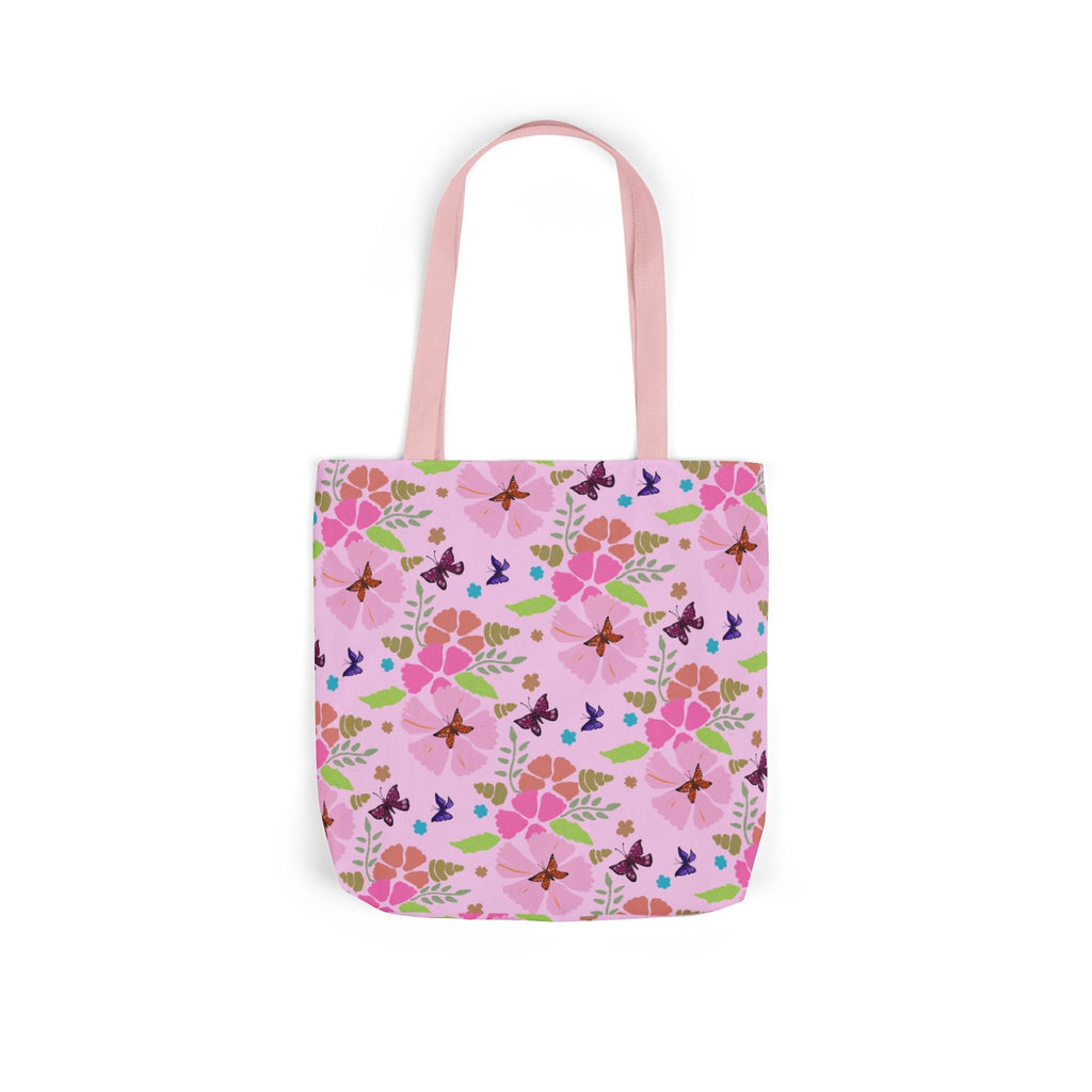 Pink Butterfly Garden Canvas Tote Bag, 5-Color Straps Printify