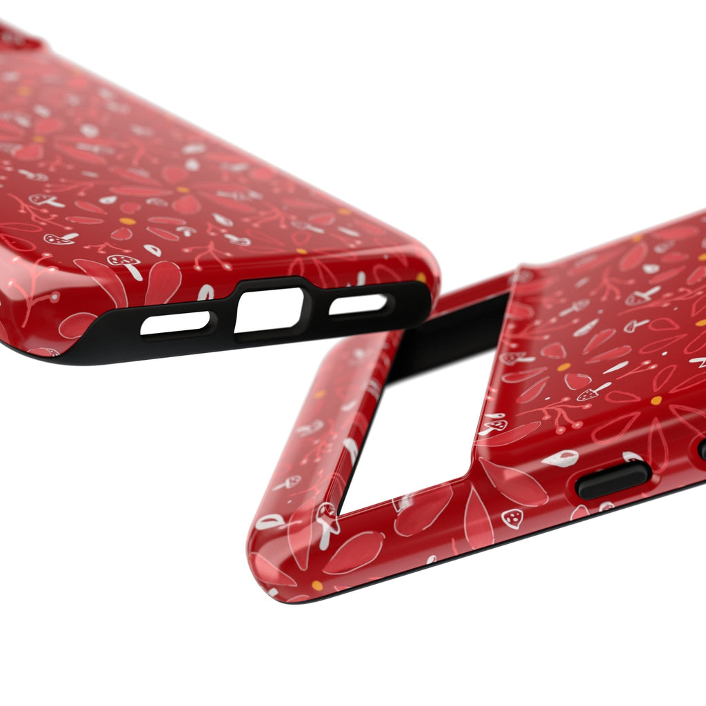 Red Flora Hand Designed Print Tough Cases Printify
