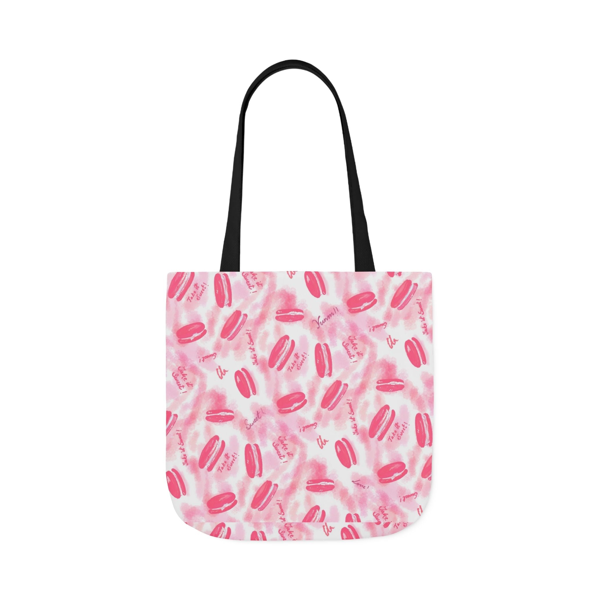 Macaron Hand Drawn Prints Canvas Tote Bag, 5-Color Straps Printify