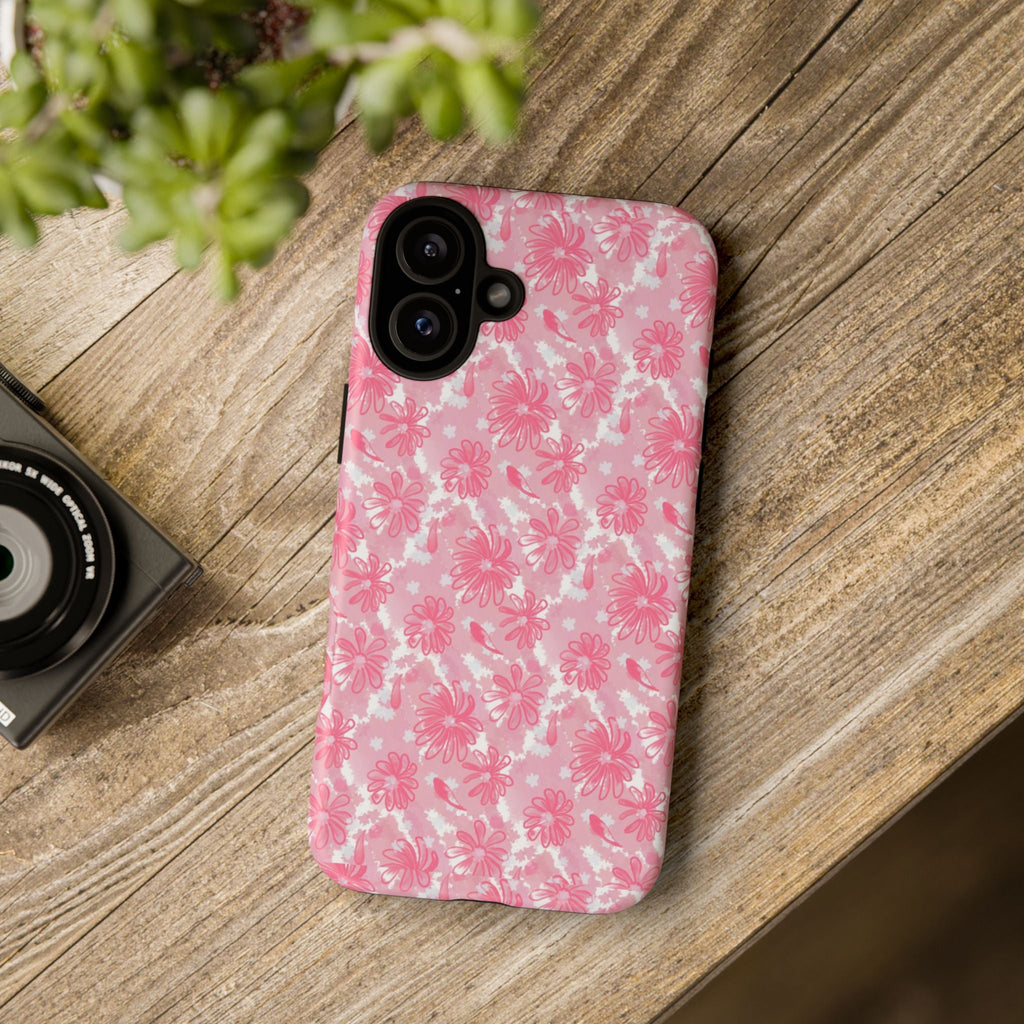Flora Pink White Phone Case (Carry Original Art Drawn) Printify
