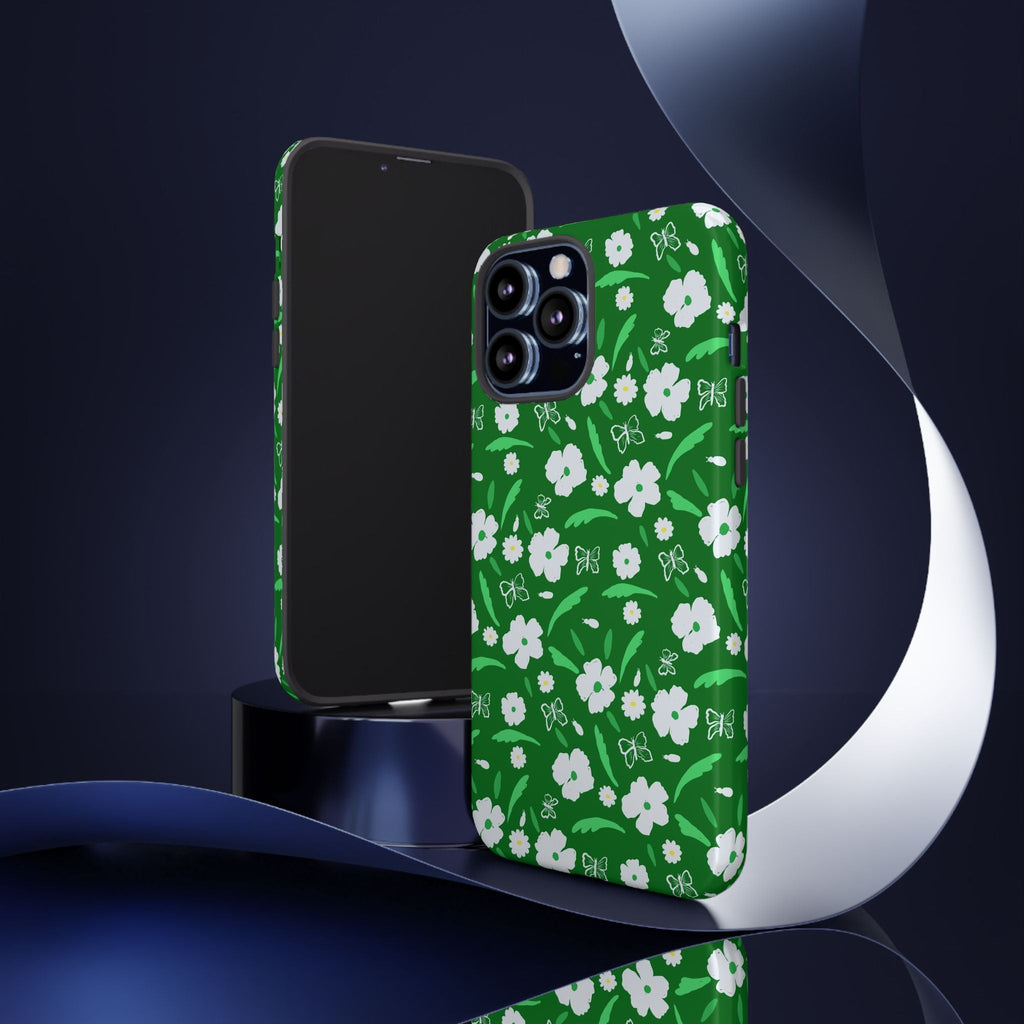 Green Meets White Flora Hand Designed Prints Tough Cases Printify