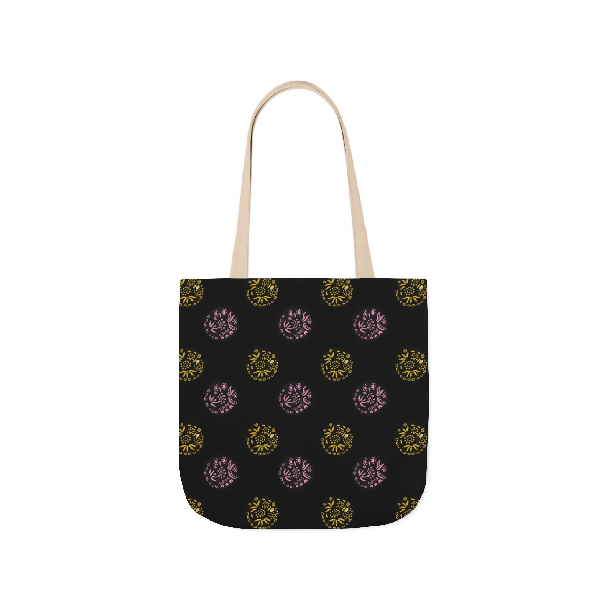 Black Abstract Canvas Tote Bag, 5-Color Straps