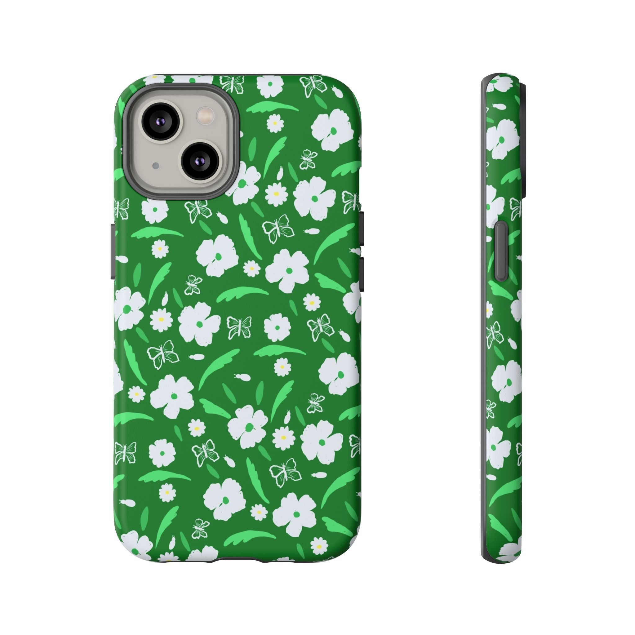 Green Meets White Flora Hand Designed Prints Tough Cases Printify