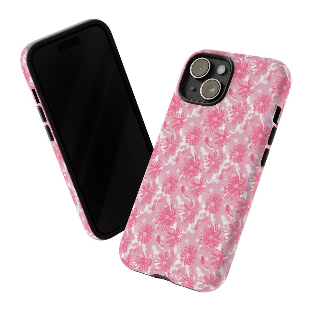 Flora Pink White Phone Case (Carry Original Art Drawn) Printify