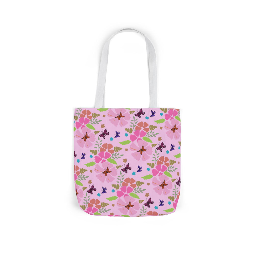 Pink Butterfly Garden Canvas Tote Bag, 5-Color Straps Printify