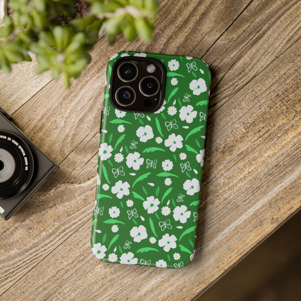 Green Meets White Flora Hand Designed Prints Tough Cases Printify