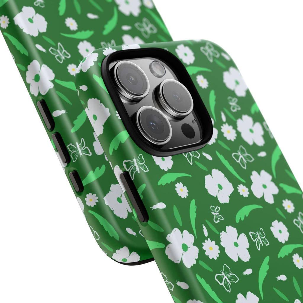 Green Meets White Flora Hand Designed Prints Tough Cases Printify