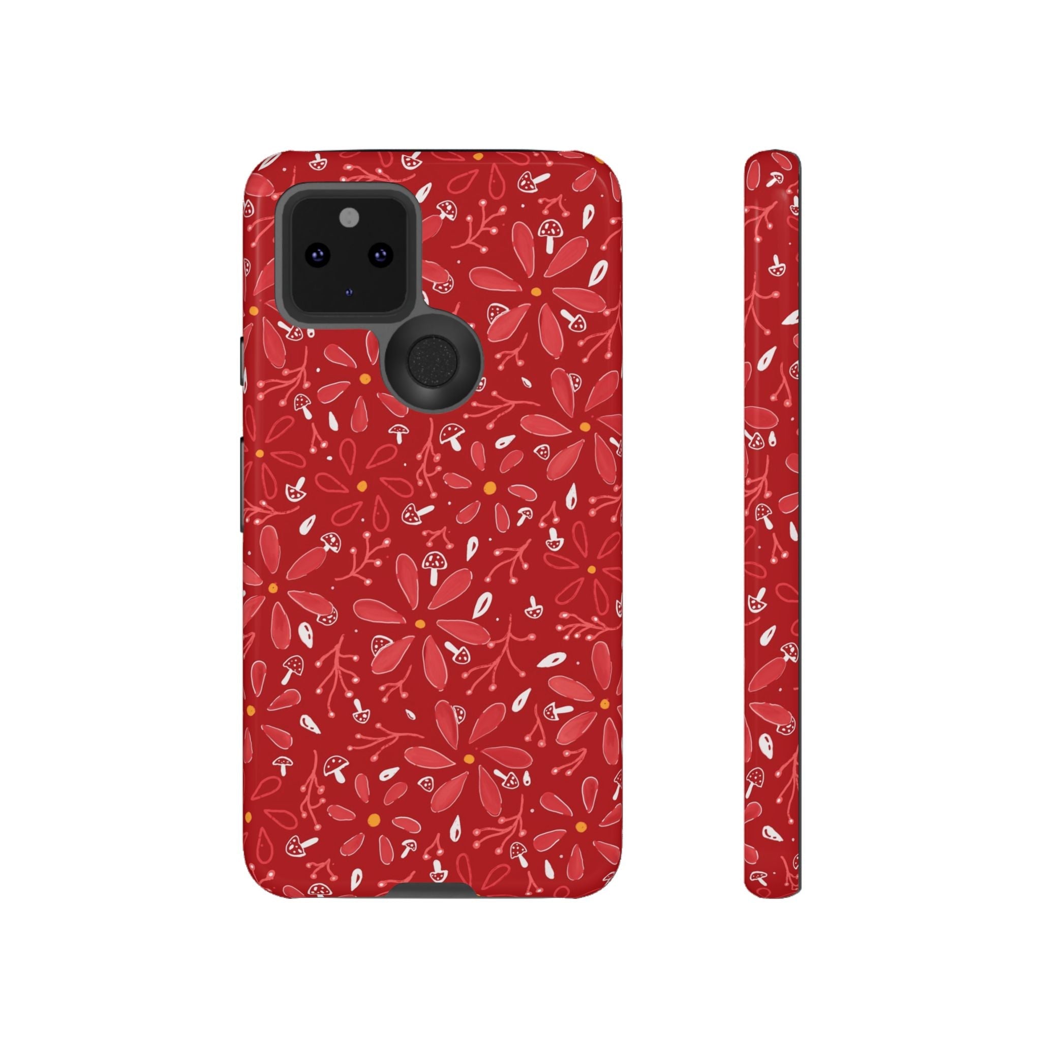 Red Flora Hand Designed Print Tough Cases Printify