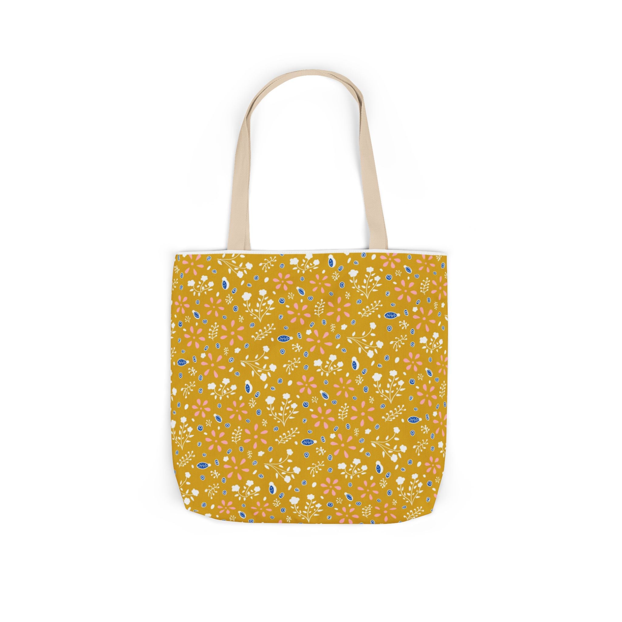 Golden Yellow Botanic Canvas Tote Bag, 5-Color Straps
