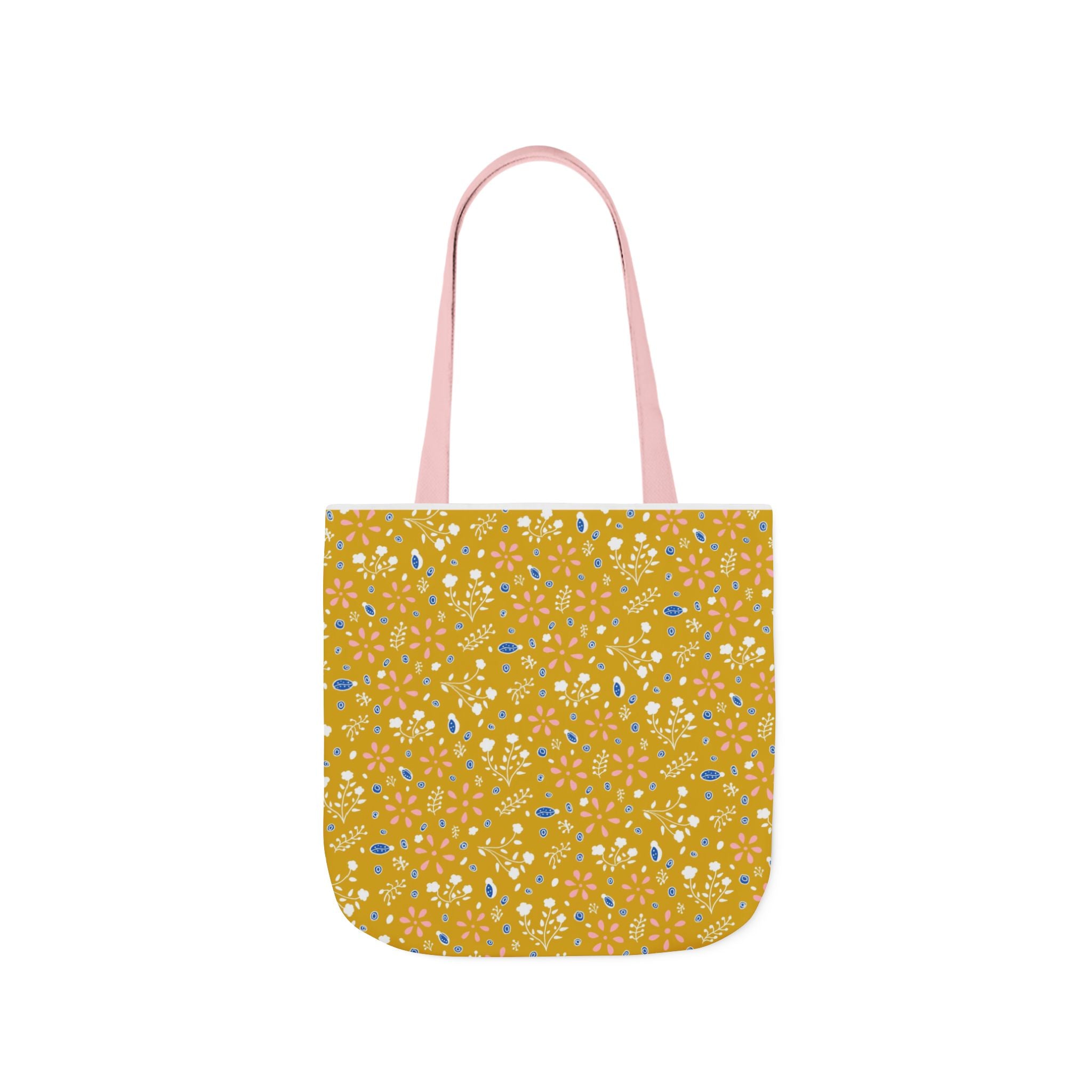 Golden Yellow Botanic Canvas Tote Bag, 5-Color Straps