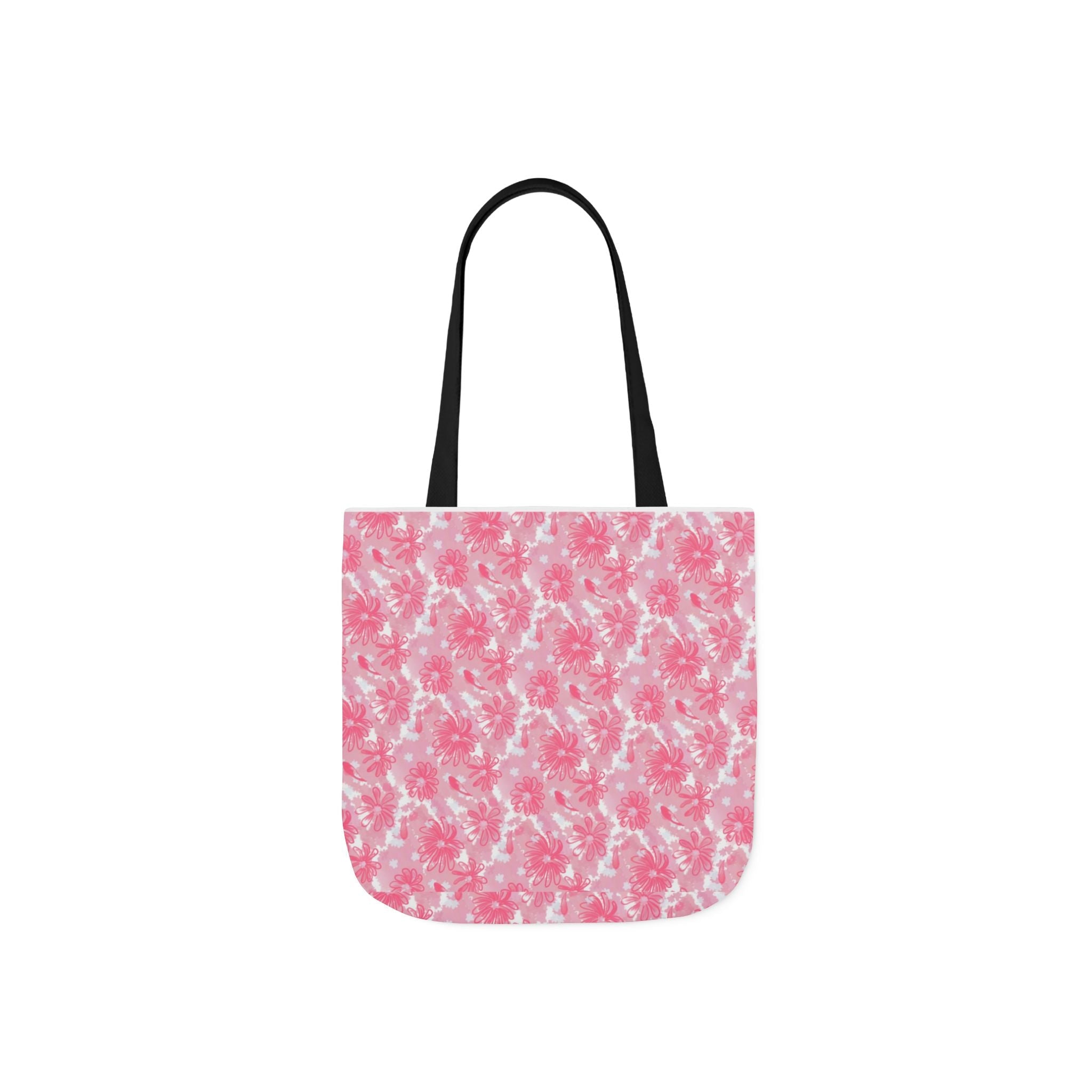 Cute Pink Flora Original Art Canvas Tote Bag, 5-Color Straps Printify