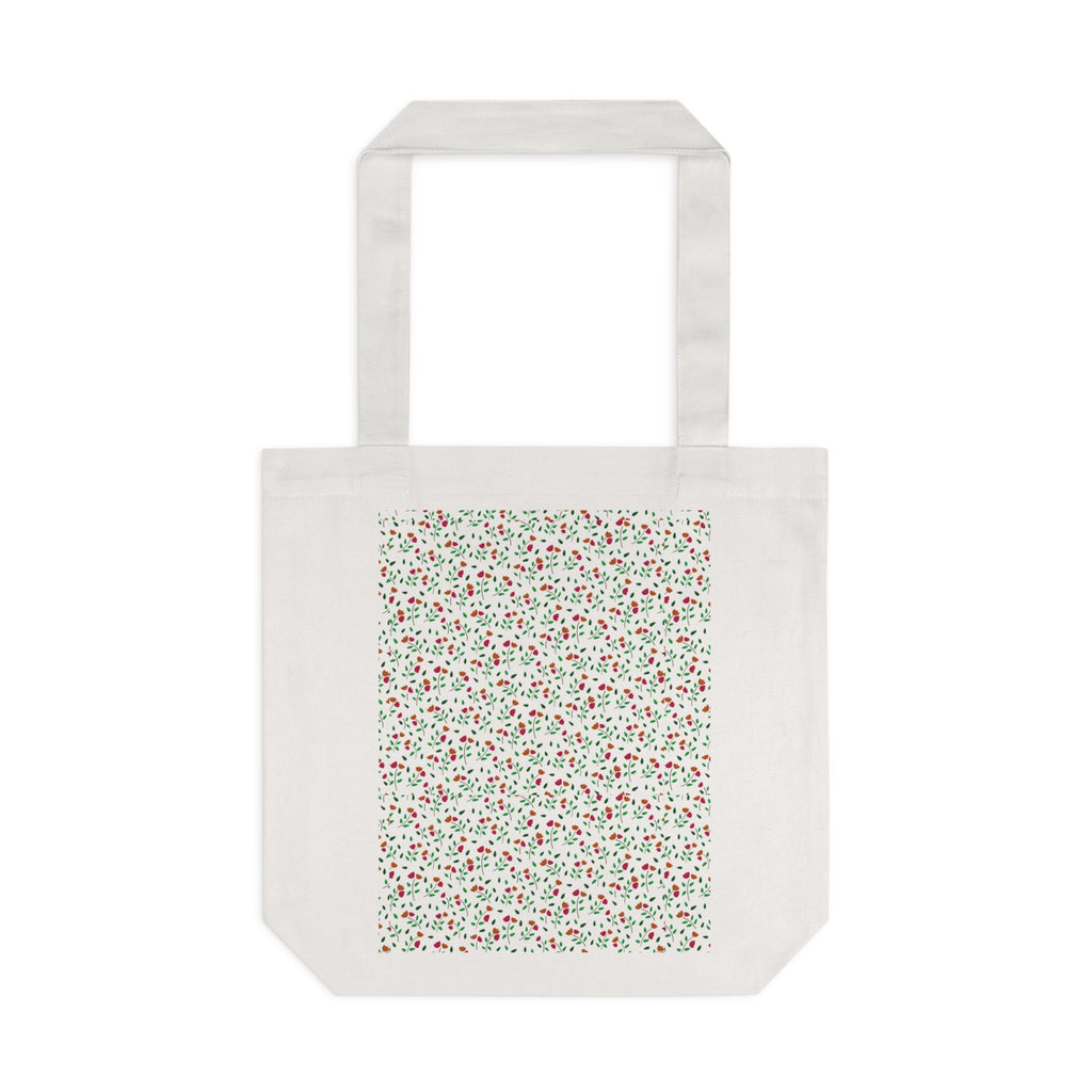 Small Flora Hand Designed Art Print -Cotton Tote Bag Printify