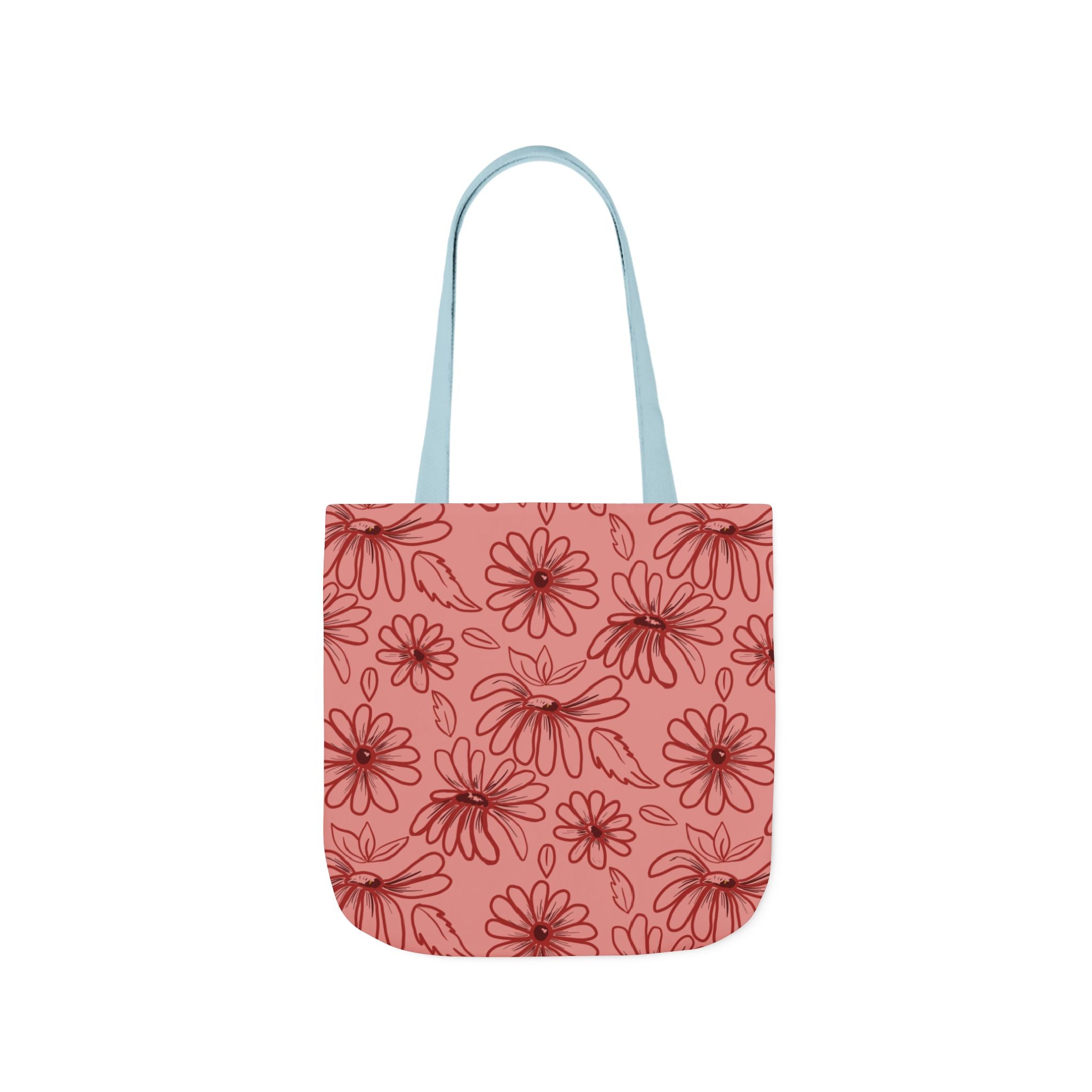 Red Flower Reusable Hand Designed Prints Canvas Tote Bag, 5-Color Straps Printify