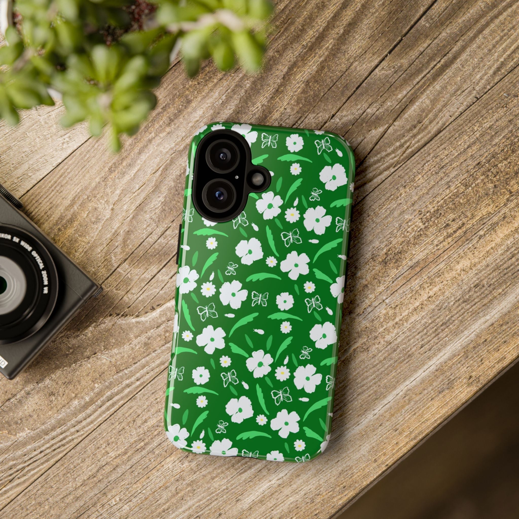 Green Meets White Flora Hand Designed Prints Tough Cases Printify