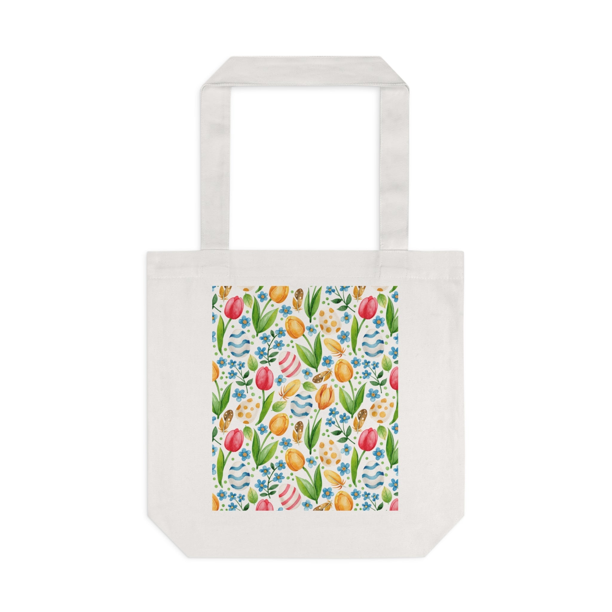 Easter Egg Tulip Hand Design Art  Cotton Tote Bag Printify