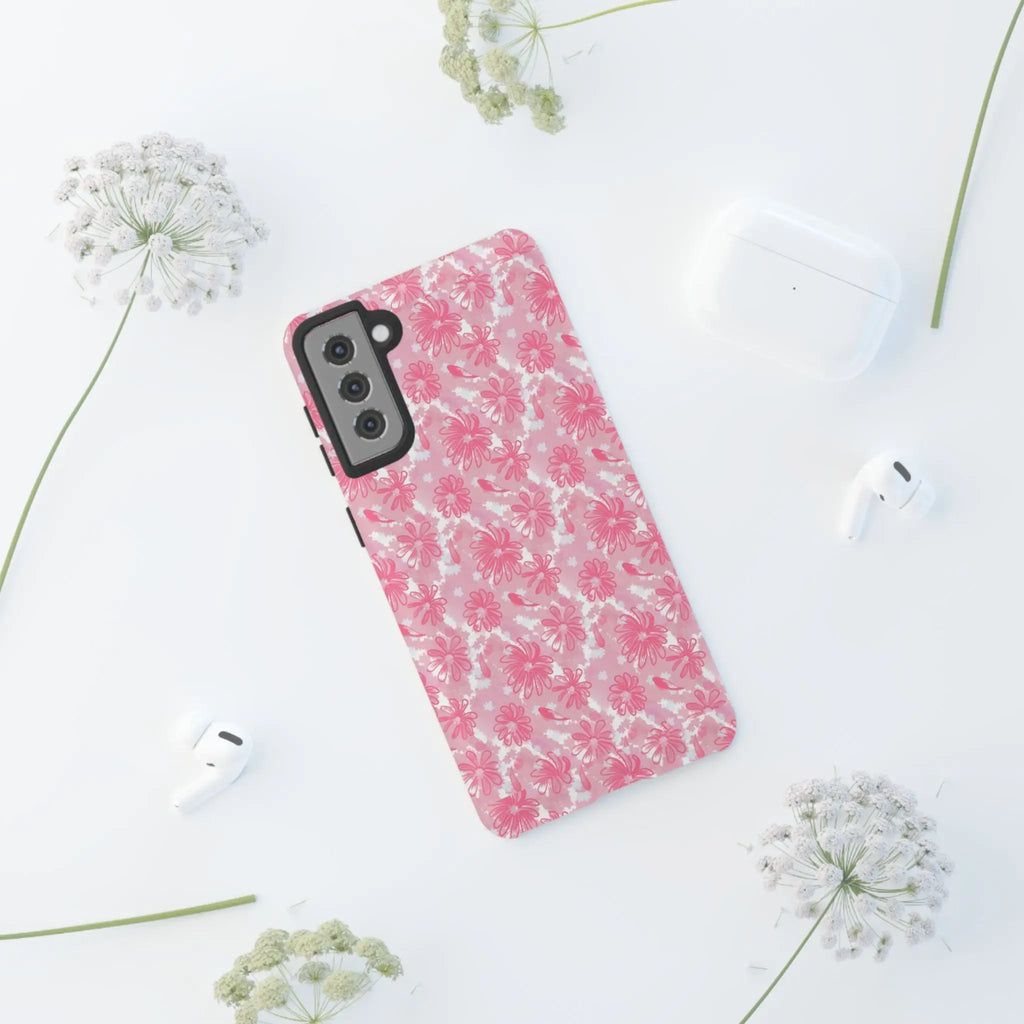 Flora Pink White Phone Case (Carry Original Art Drawn) Printify