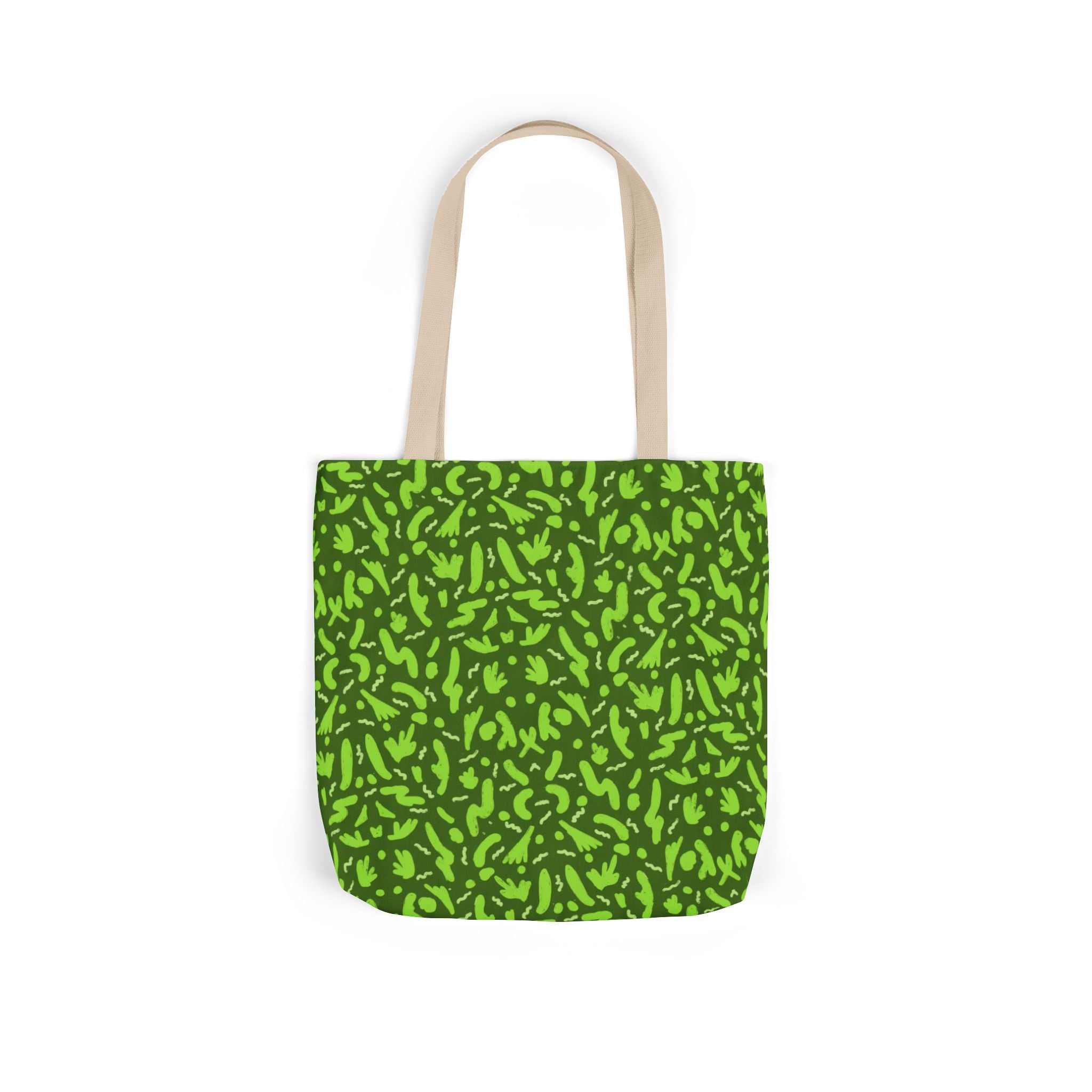 Green Botanic Reusable Canvas Tote Bag, 5-Color Straps Printify