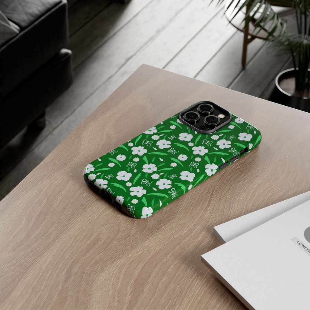 Green Meets White Flora Hand Designed Prints Tough Cases Printify
