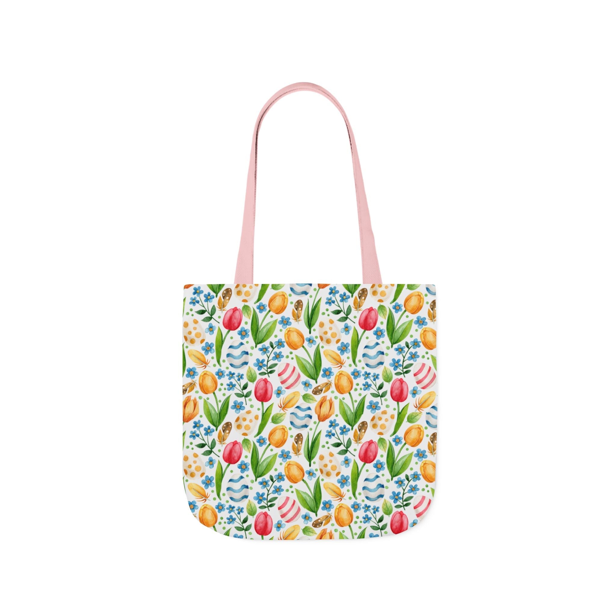 Colourful Egg Tulip Theme Canvas Tote Bag, 5-Color Straps Printify