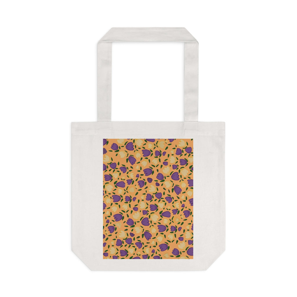 Wild Flora Orange Hand Design Cotton Tote Bag Printify