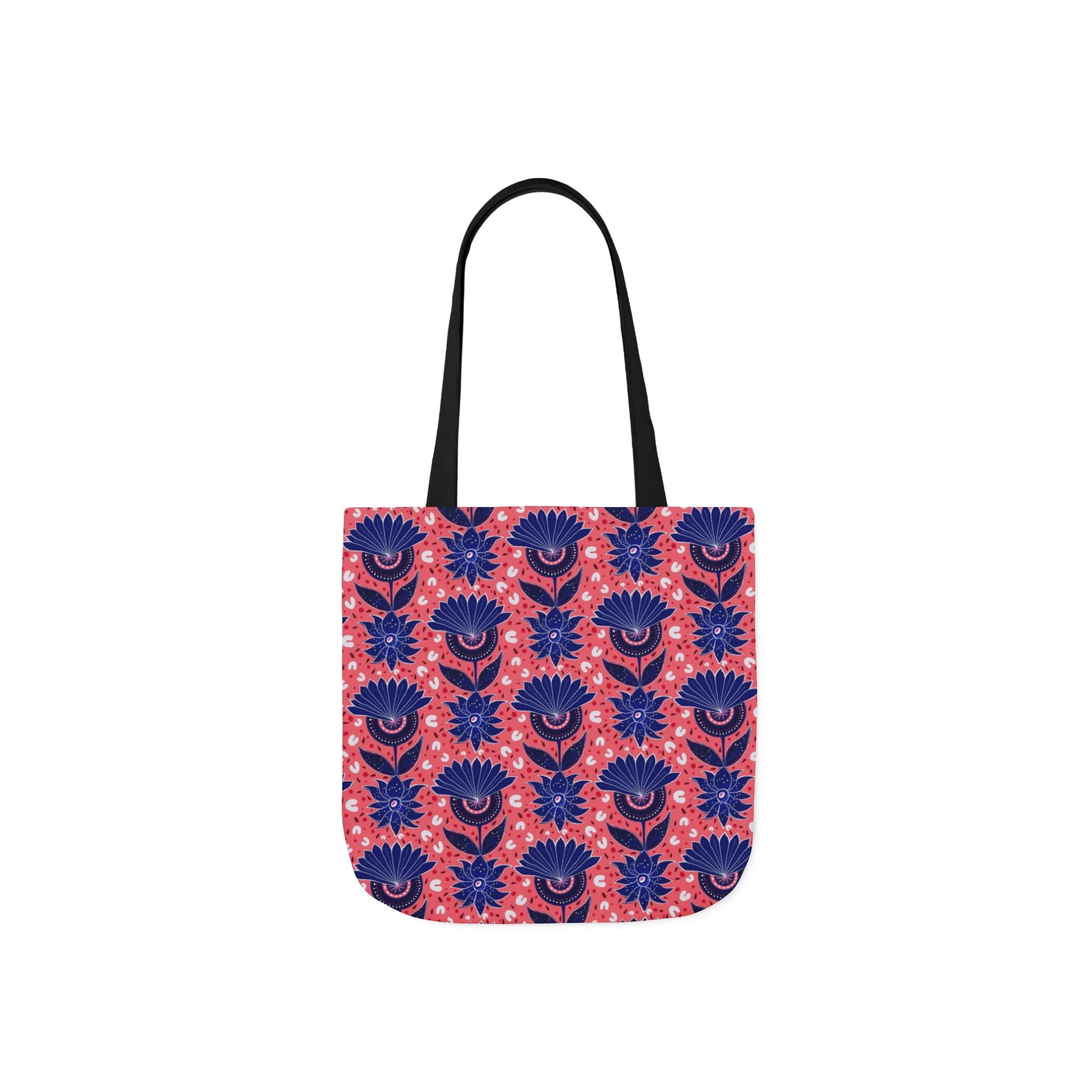 Blue Pink Botanic Canvas Tote Bag, 5-Color Straps Printify