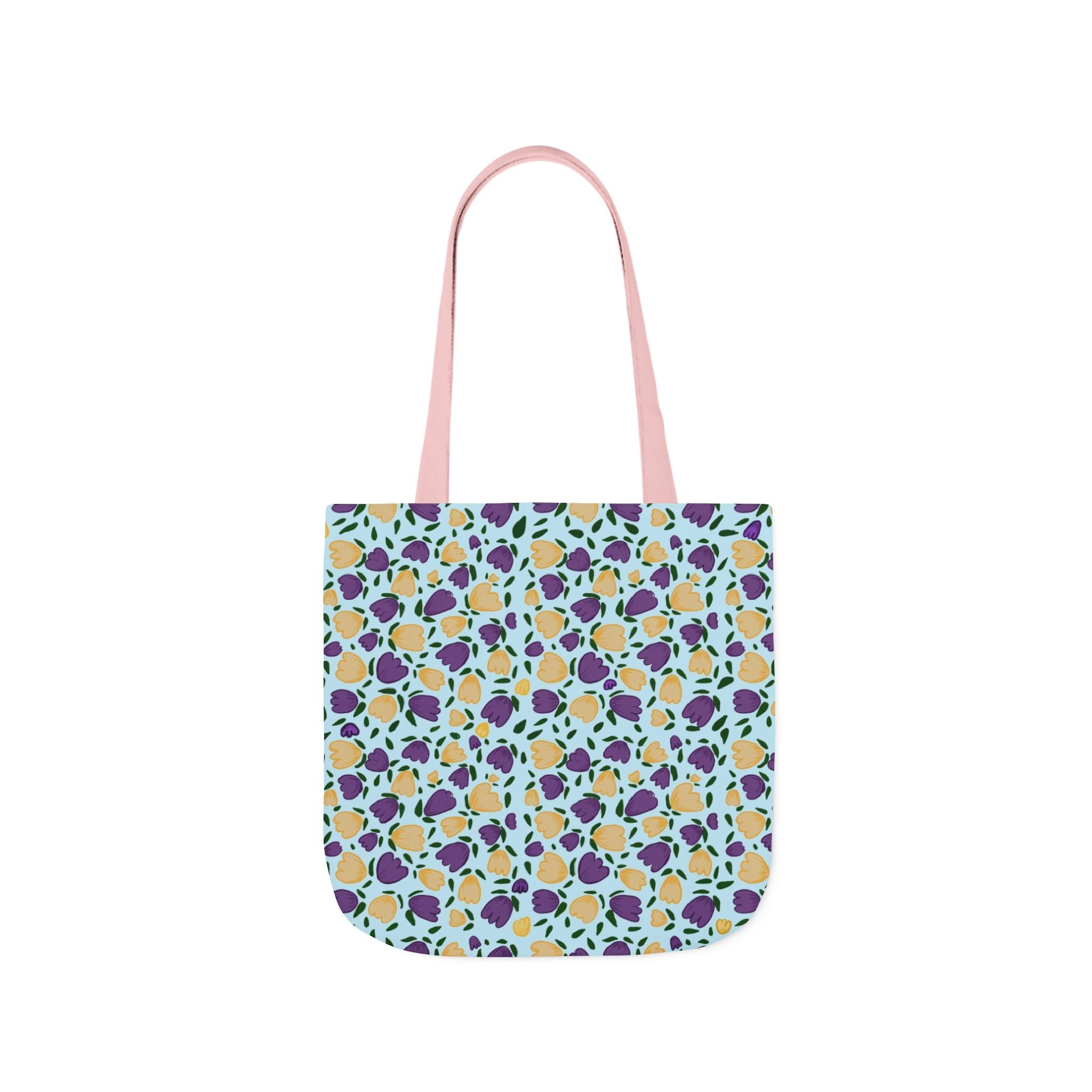 Blue Purple Cute Original Art Wild Flora Canvas Tote Bag, 5-Color Straps Printify