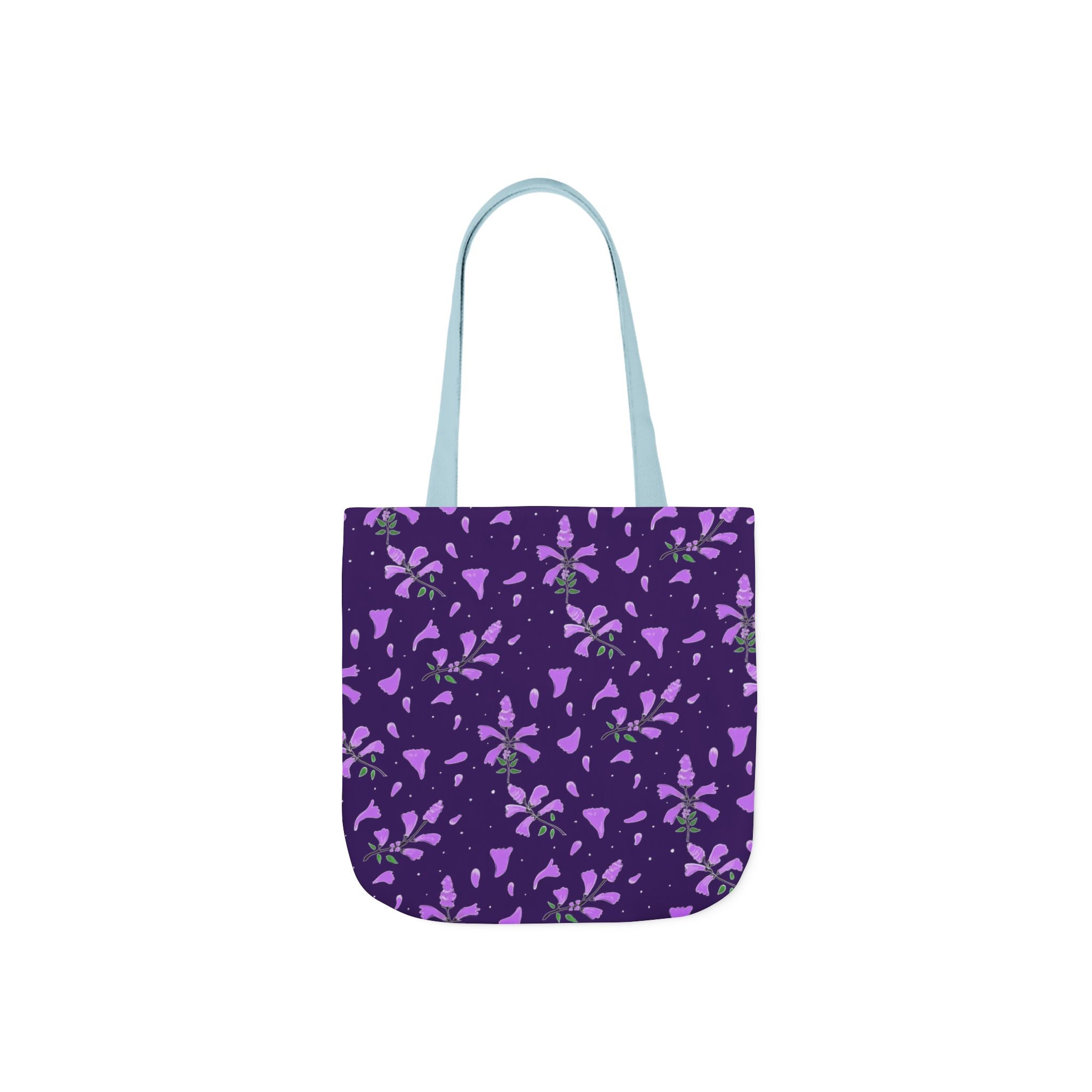Wild Flower Purple Hand Designed Prints Canvas Tote Bag, 5-Color Straps Printify