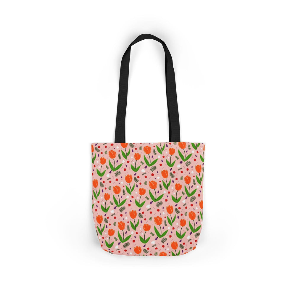 Orange Tulip Hand Designed Art Botanic Canvas Tote Bag, 5-Color Straps Printify