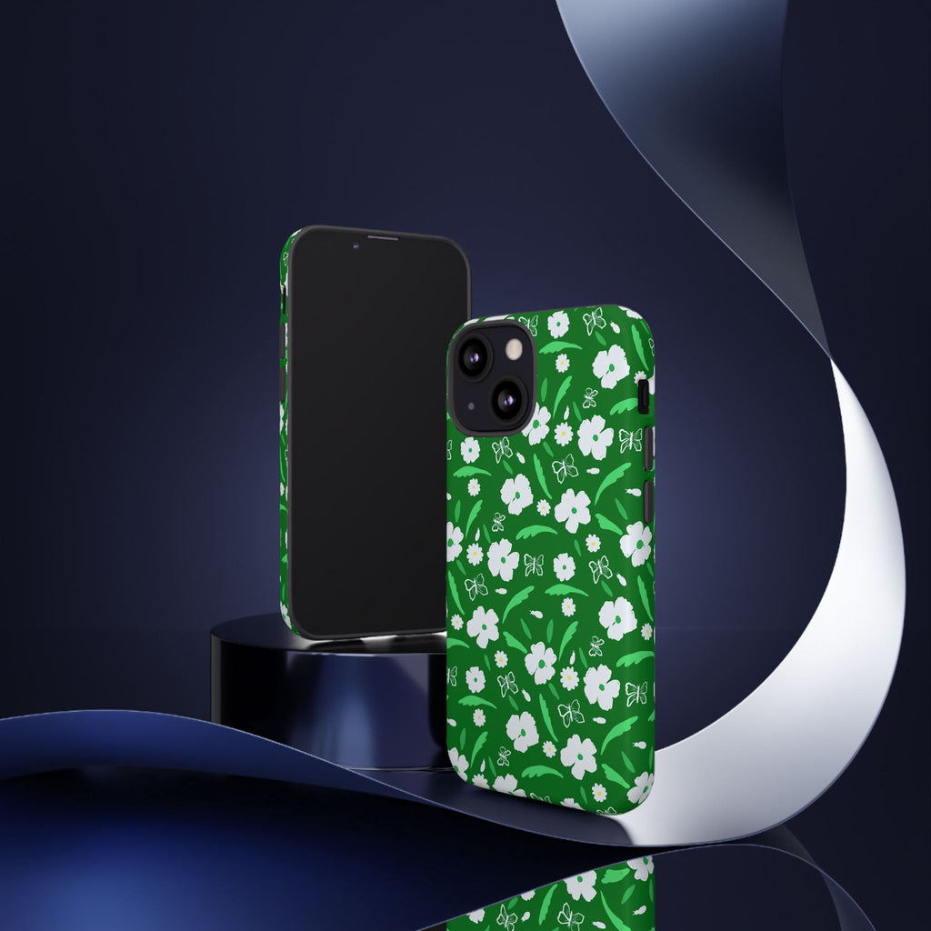 Green Meets White Flora Hand Designed Prints Tough Cases Printify