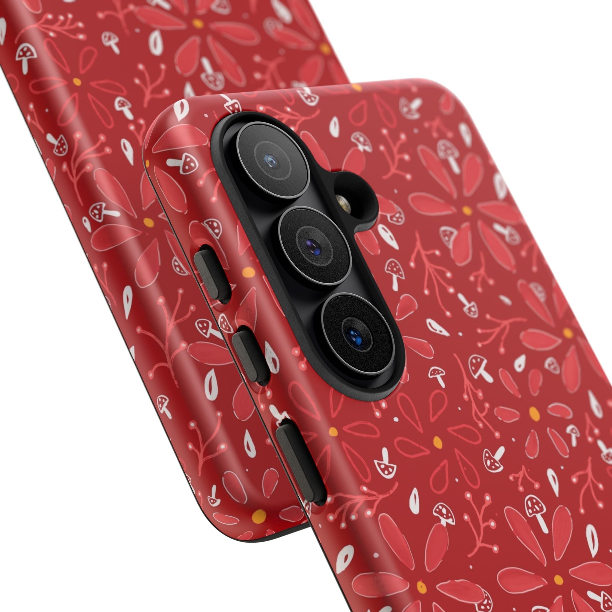 Red Flora Hand Designed Print Tough Cases Printify