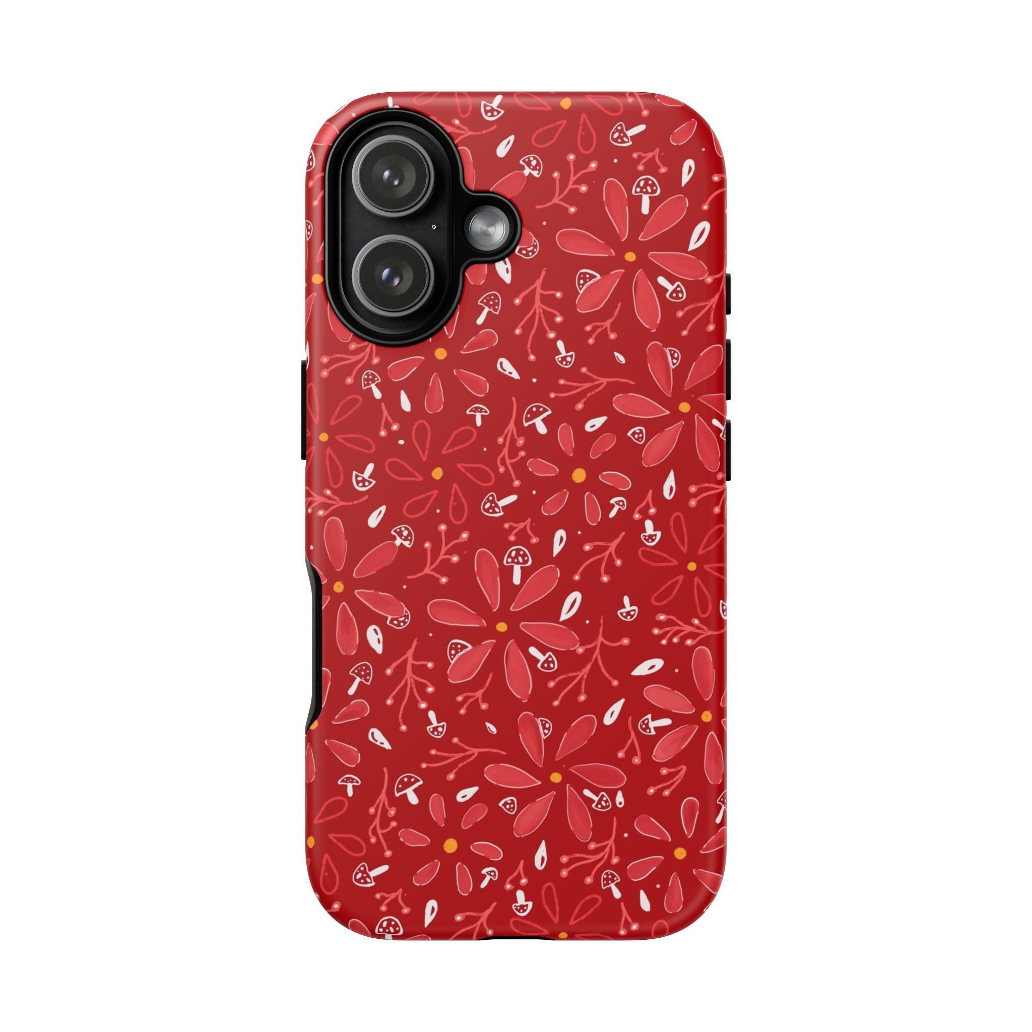 Red Flora Hand Designed Print Tough Cases Printify