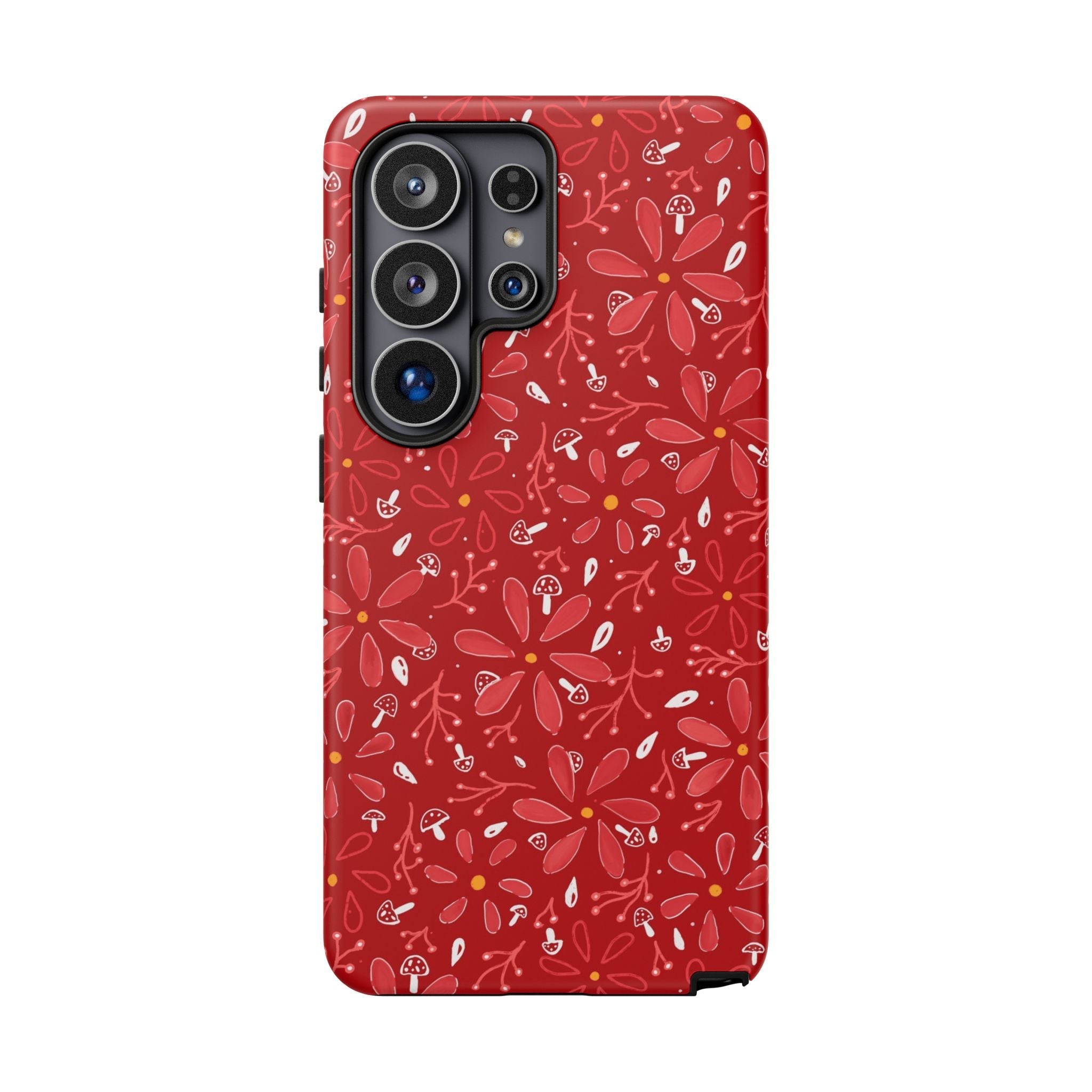 Red Flora Hand Designed Print Tough Cases Printify