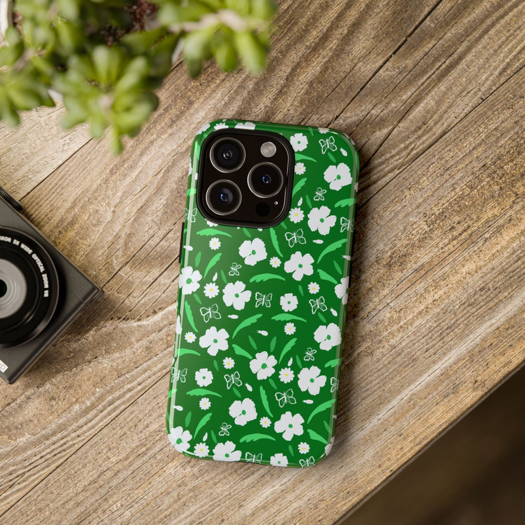 Green Meets White Flora Hand Designed Prints Tough Cases Printify