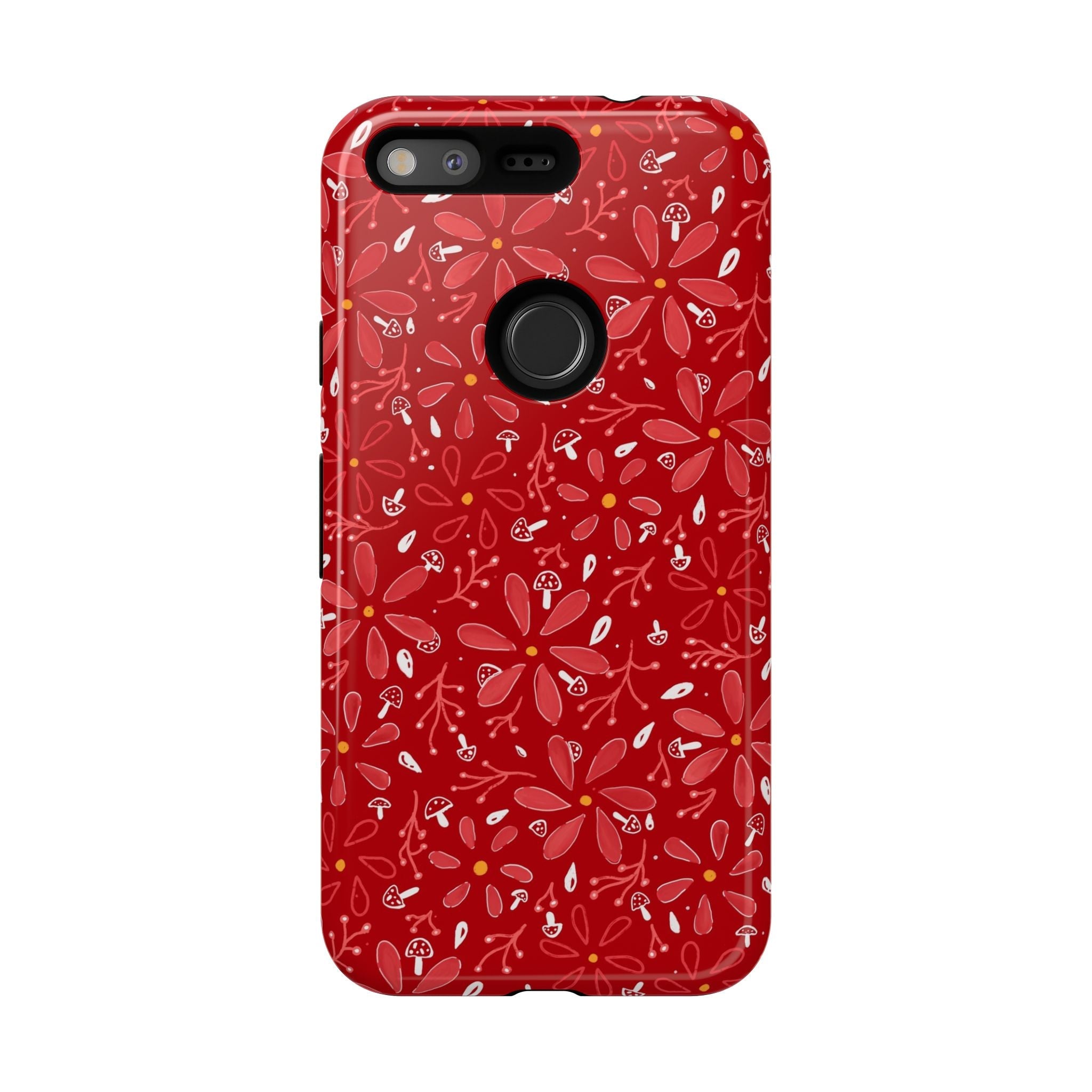 Red Flora Hand Designed Print Tough Cases Printify