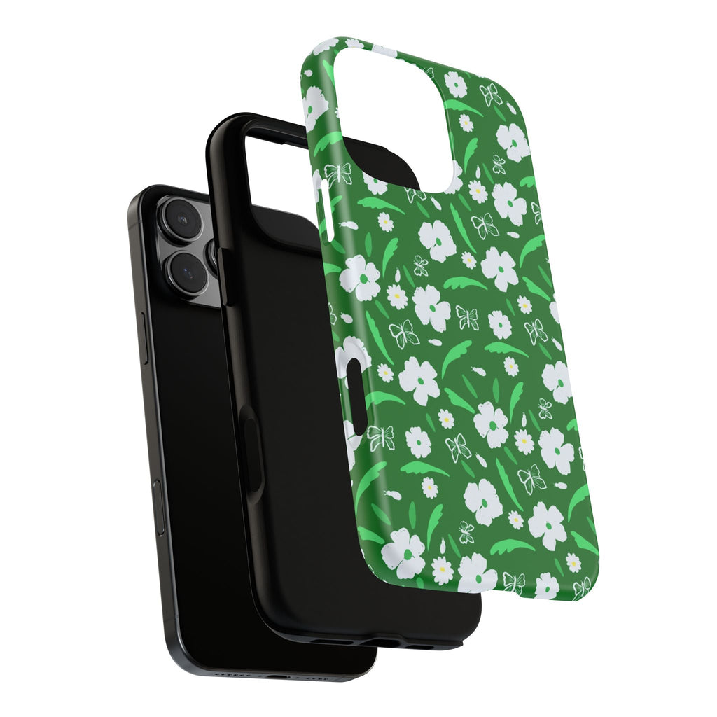 Green Meets White Flora Hand Designed Prints Tough Cases Printify
