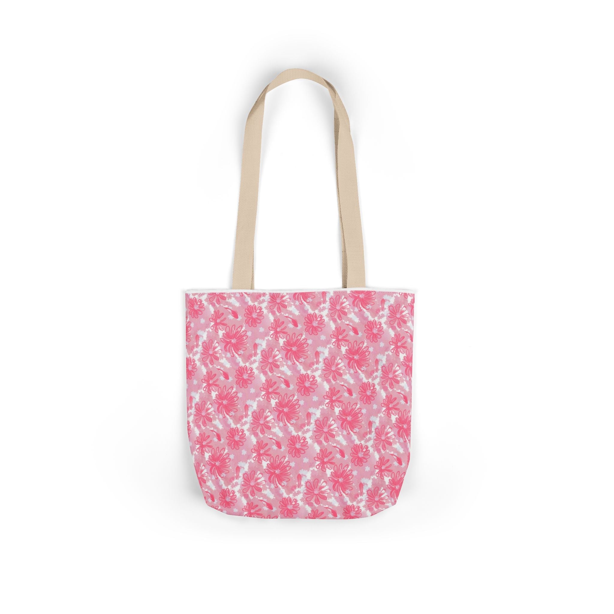 Cute Pink Flora Original Art Canvas Tote Bag, 5-Color Straps Printify