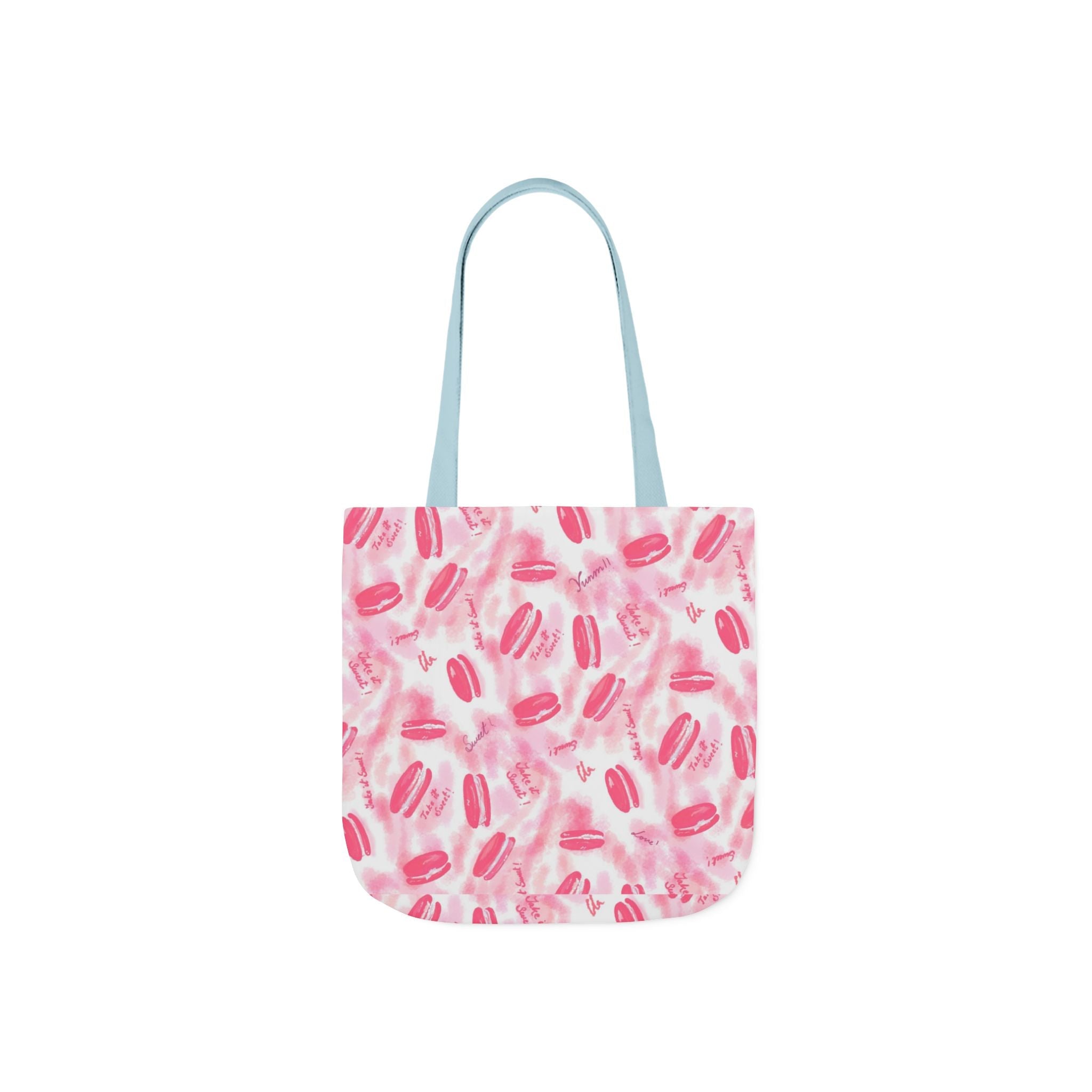 Macaron Hand Drawn Prints Canvas Tote Bag, 5-Color Straps Printify