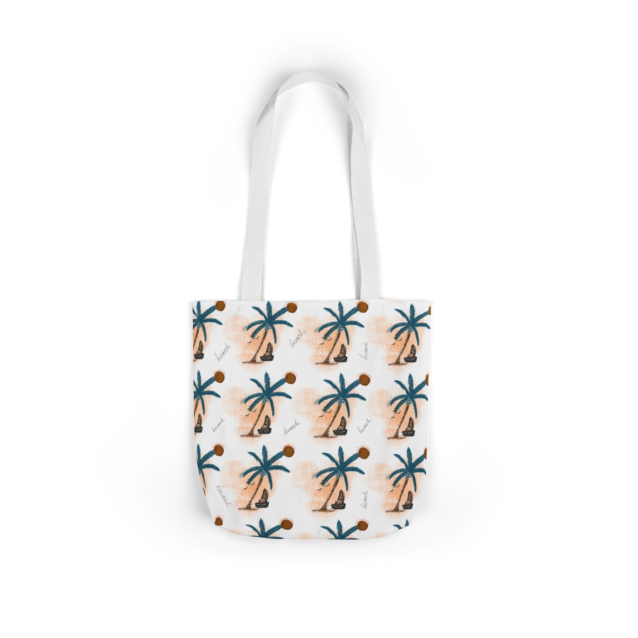 Beach Hand Drawn Art Canvas Tote Bag, 5-Color Straps Printify