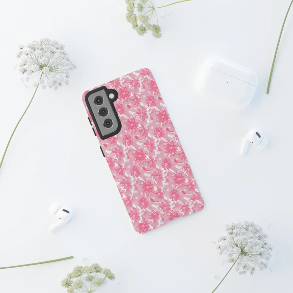 Flora Pink White Phone Case (Carry Original Art Drawn) Printify