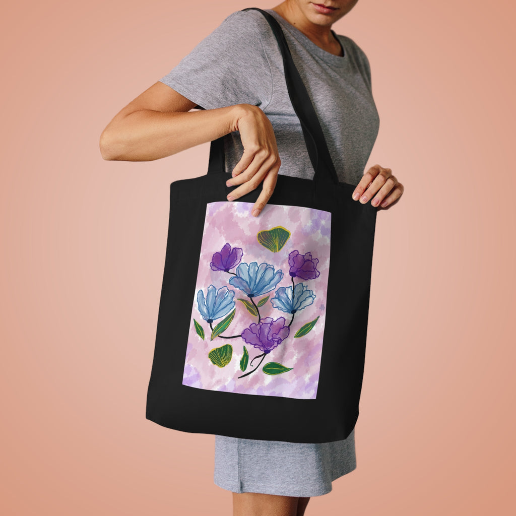 Wild Flora Cotton Tote Bag- Cream and Black Variant Printify
