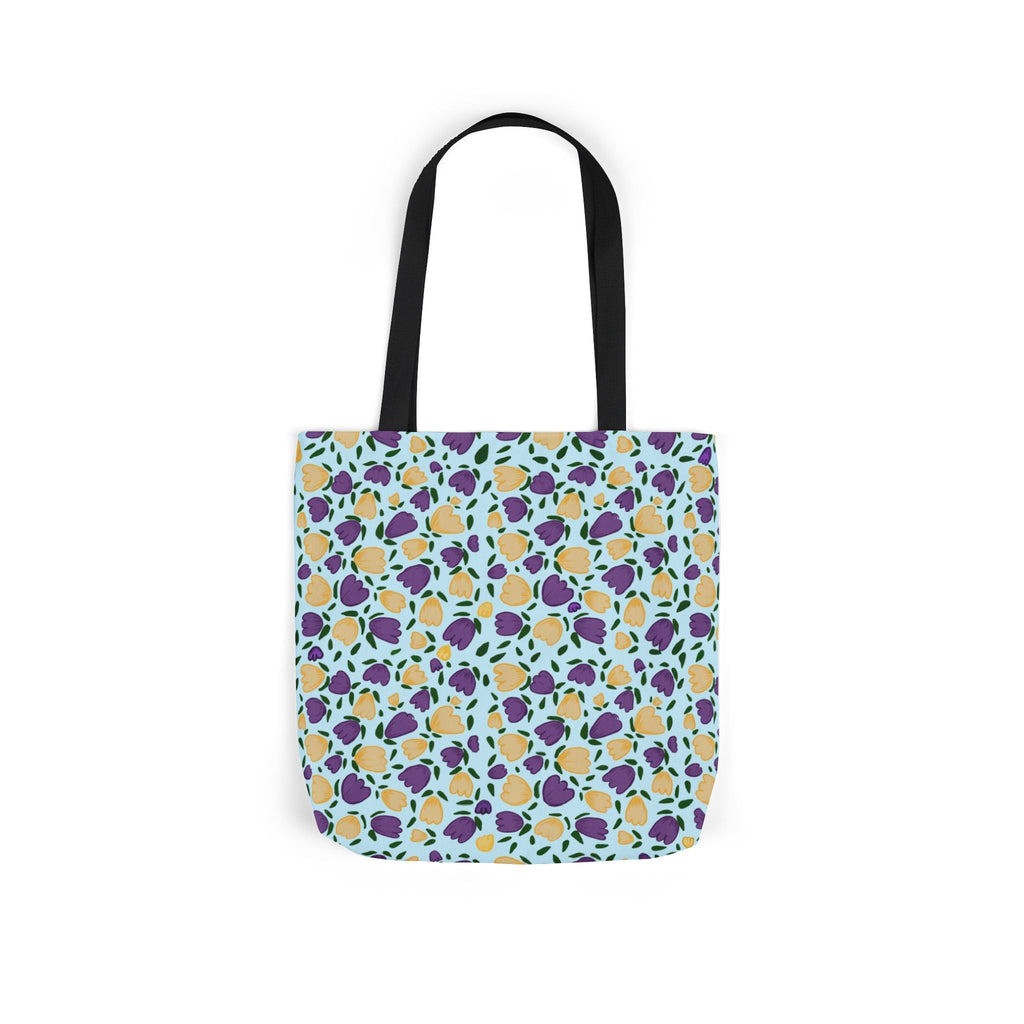Blue Purple Cute Original Art Wild Flora Canvas Tote Bag, 5-Color Straps Printify