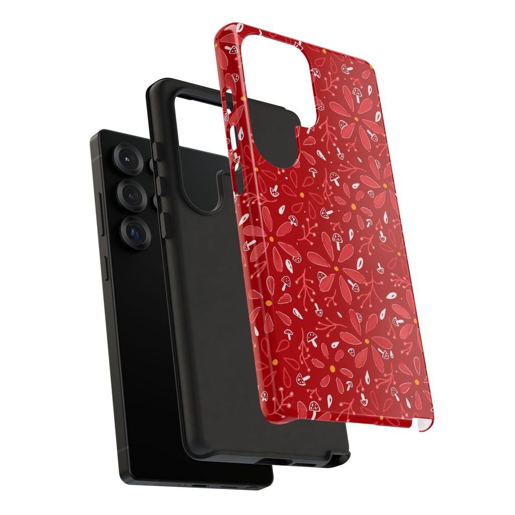 Red Flora Hand Designed Print Tough Cases Printify