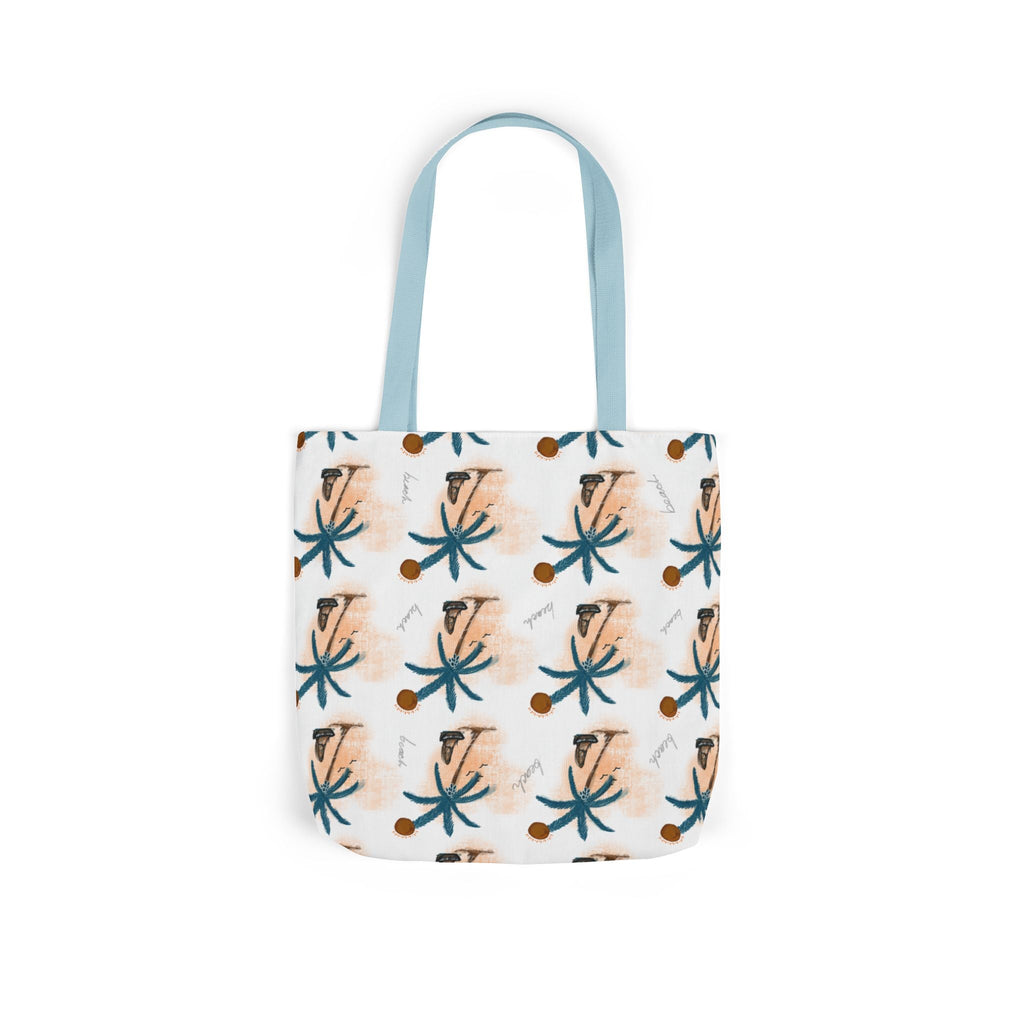 Beach Hand Drawn Art Canvas Tote Bag, 5-Color Straps Printify