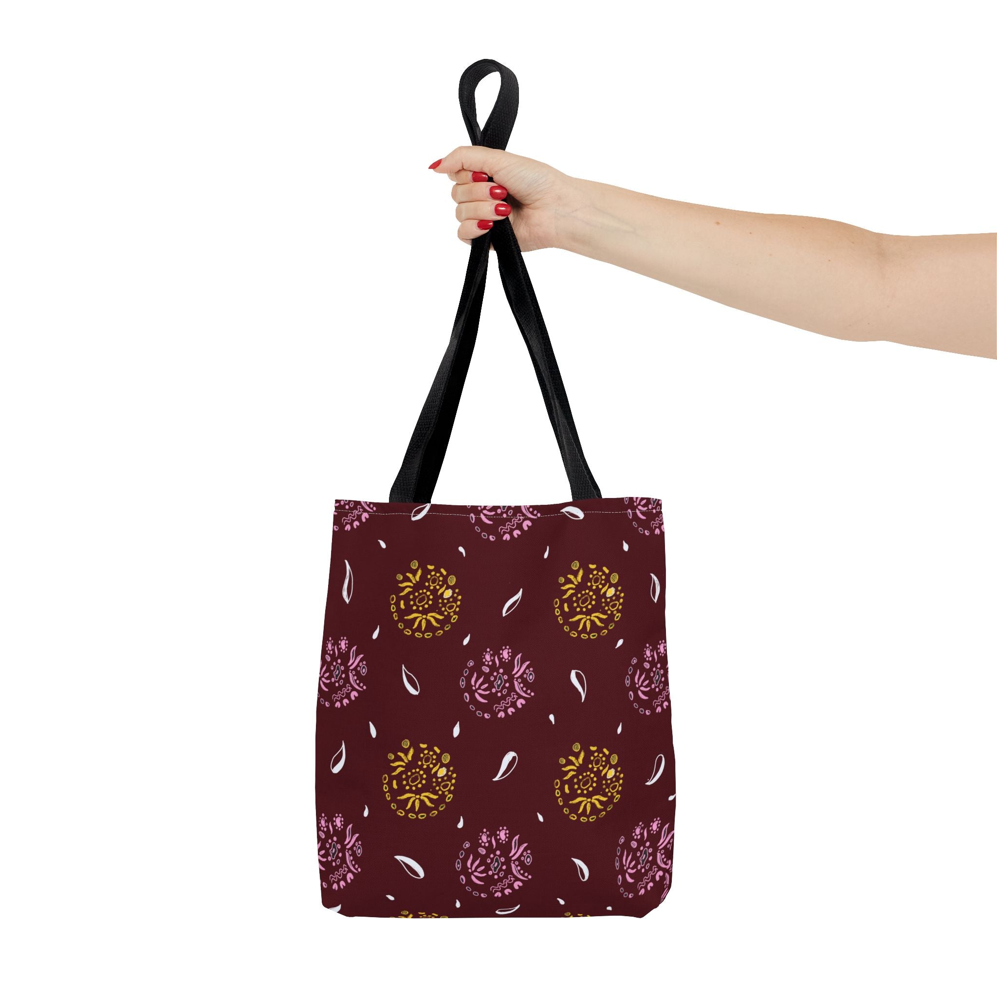 Maroon Abstract Symbol Tote Bag (AOP)
