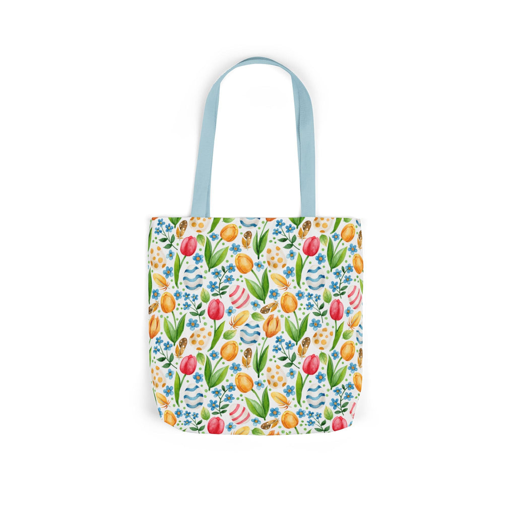Colourful Egg Tulip Theme Canvas Tote Bag, 5-Color Straps Printify