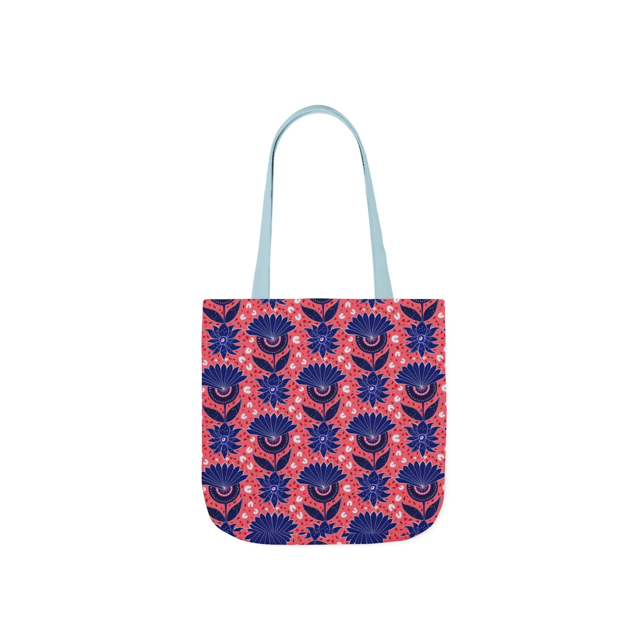 Blue Pink Botanic Canvas Tote Bag, 5-Color Straps Printify