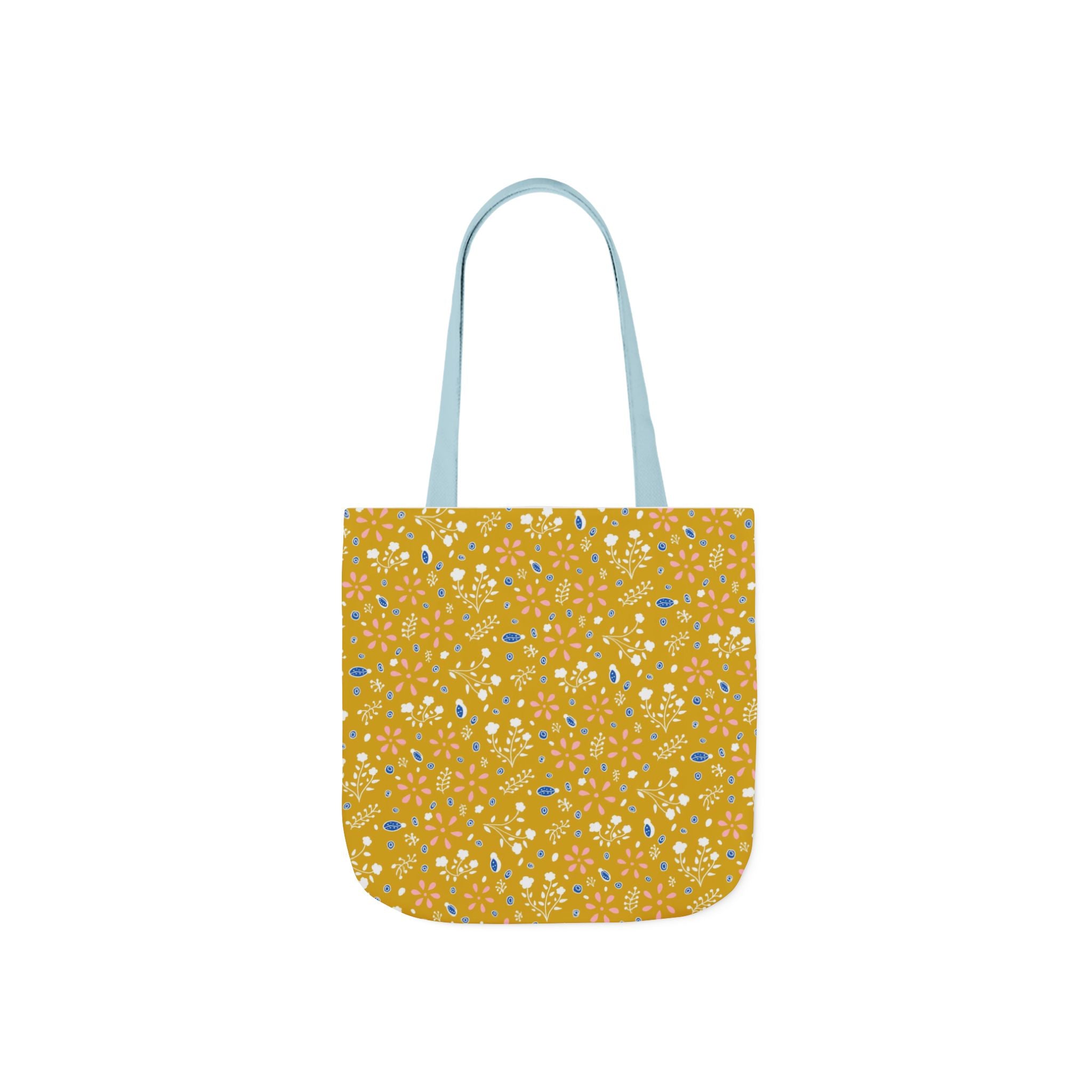 Golden Yellow Botanic Canvas Tote Bag, 5-Color Straps