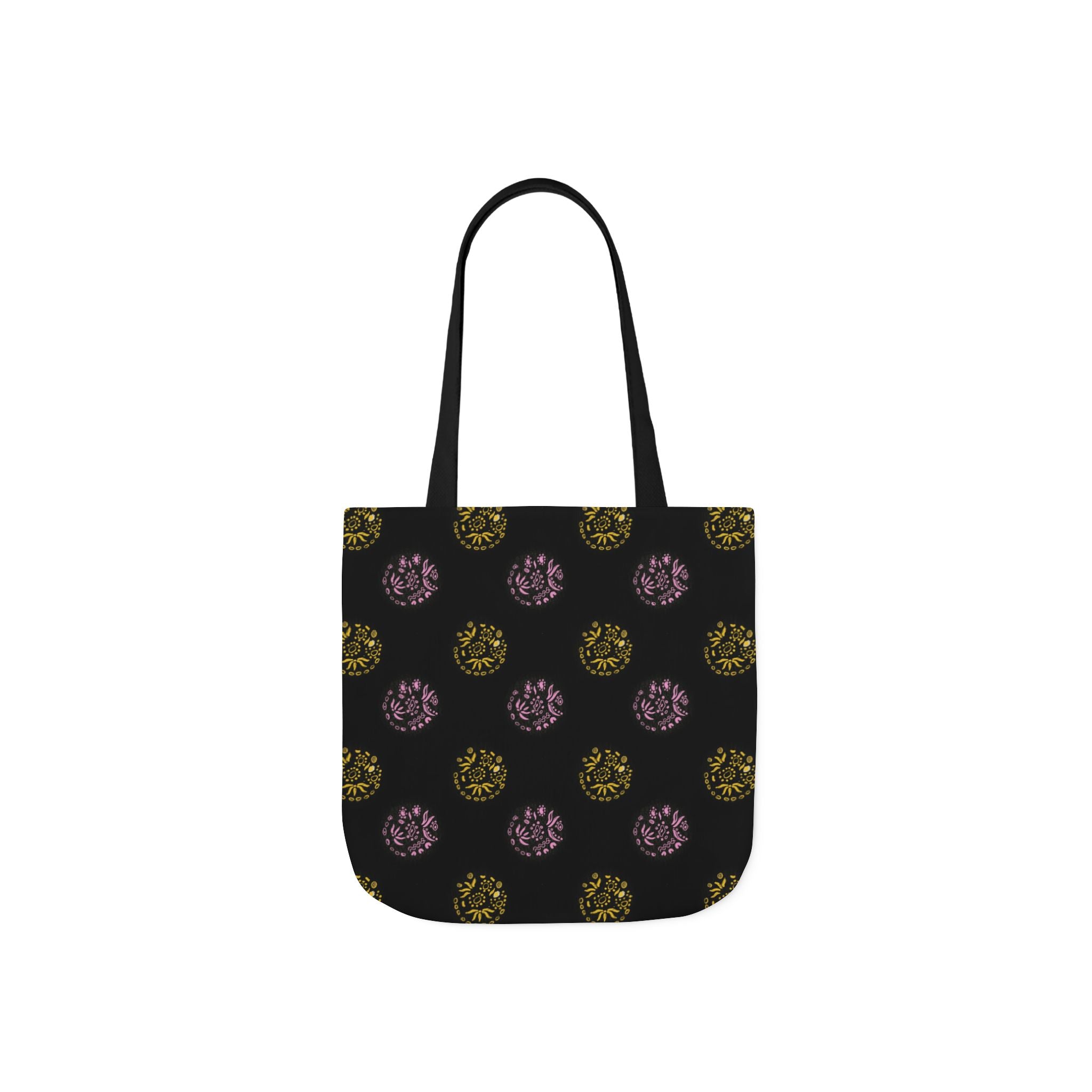 Black Abstract Canvas Tote Bag, 5-Color Straps